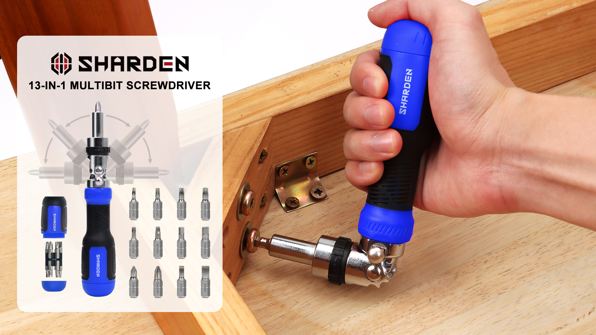 SHARDEN Ratchet Screwdriver 13-in-1 Multi Screwdriver Tool All in